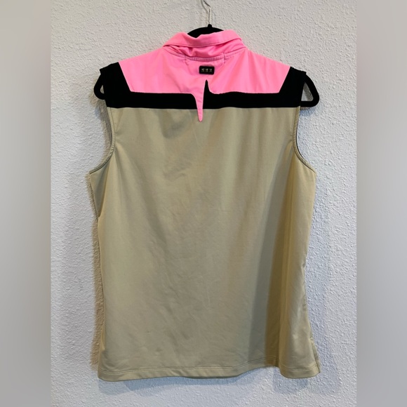 Jamie Sadock Beige paint drip Abstract Print Golf Top Size large Sleeveless - Picture 6 of 8